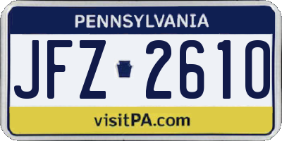 PA license plate JFZ2610