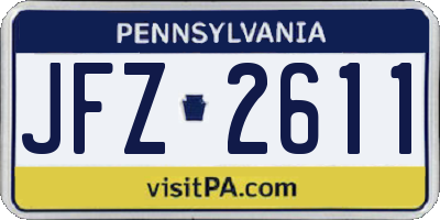 PA license plate JFZ2611