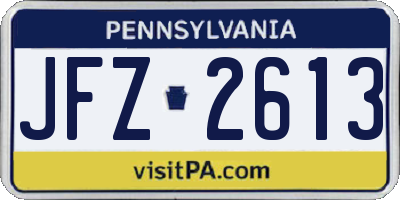 PA license plate JFZ2613