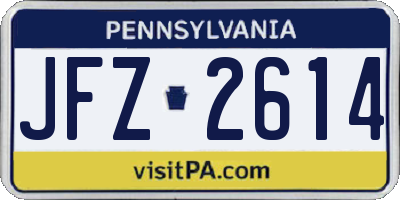 PA license plate JFZ2614