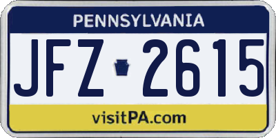 PA license plate JFZ2615