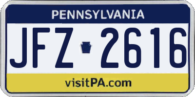 PA license plate JFZ2616