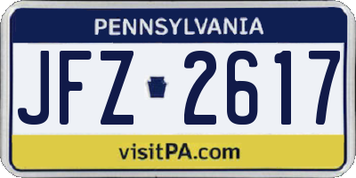 PA license plate JFZ2617