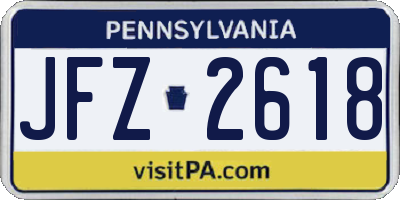 PA license plate JFZ2618