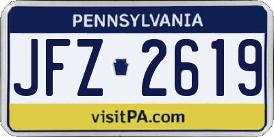 PA license plate JFZ2619