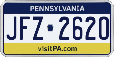 PA license plate JFZ2620