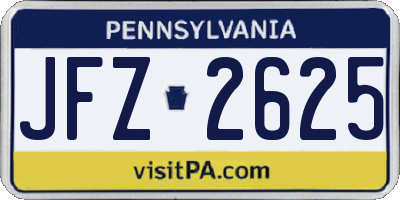 PA license plate JFZ2625