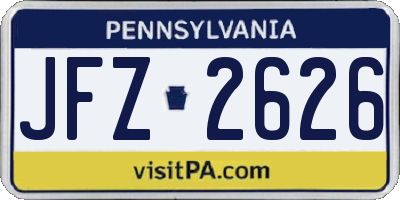 PA license plate JFZ2626