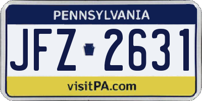 PA license plate JFZ2631