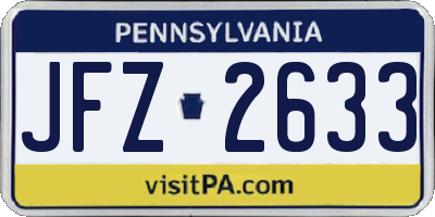 PA license plate JFZ2633