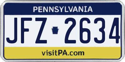PA license plate JFZ2634