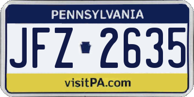 PA license plate JFZ2635