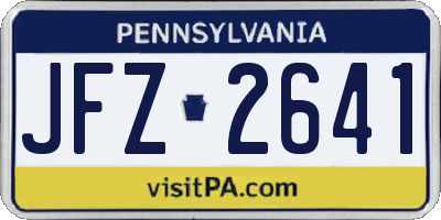 PA license plate JFZ2641