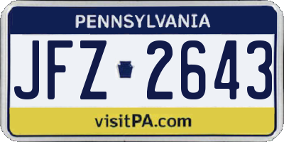 PA license plate JFZ2643