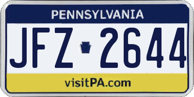 PA license plate JFZ2644