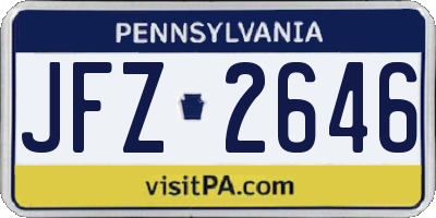 PA license plate JFZ2646