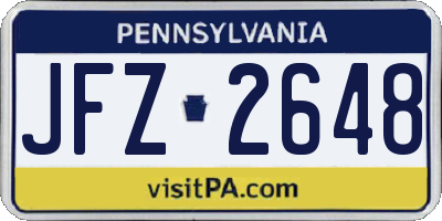 PA license plate JFZ2648