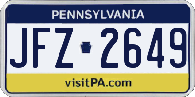 PA license plate JFZ2649
