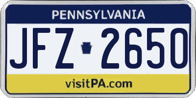 PA license plate JFZ2650