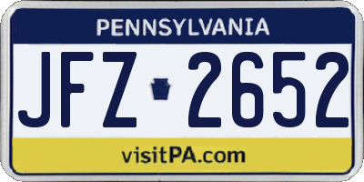 PA license plate JFZ2652