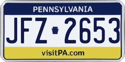 PA license plate JFZ2653