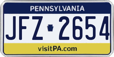 PA license plate JFZ2654