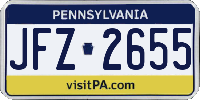 PA license plate JFZ2655