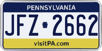 PA license plate JFZ2662