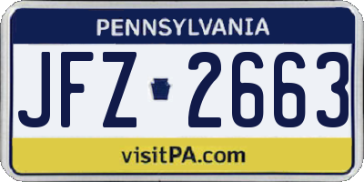 PA license plate JFZ2663