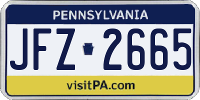 PA license plate JFZ2665