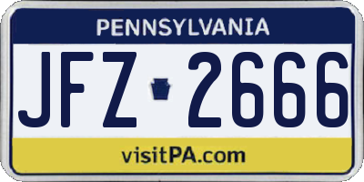 PA license plate JFZ2666