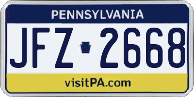 PA license plate JFZ2668