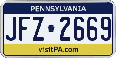PA license plate JFZ2669