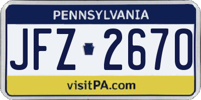 PA license plate JFZ2670