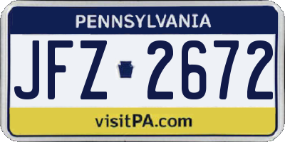 PA license plate JFZ2672