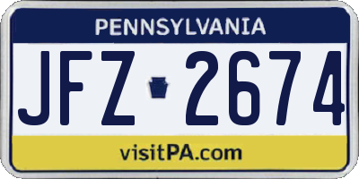 PA license plate JFZ2674