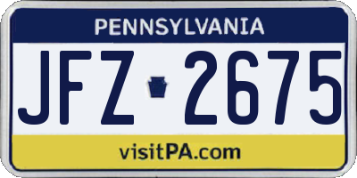 PA license plate JFZ2675