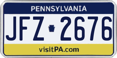 PA license plate JFZ2676