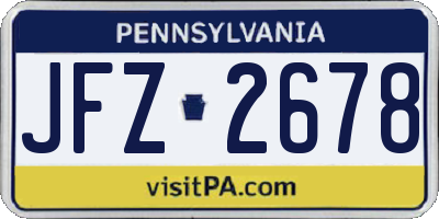 PA license plate JFZ2678