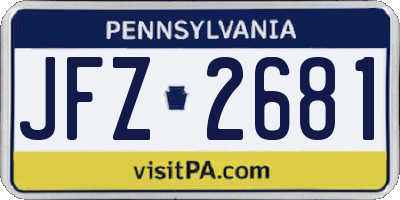 PA license plate JFZ2681