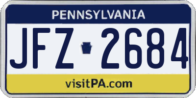PA license plate JFZ2684