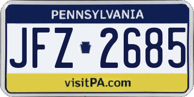 PA license plate JFZ2685