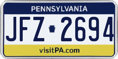 PA license plate JFZ2694