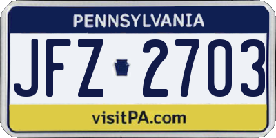 PA license plate JFZ2703