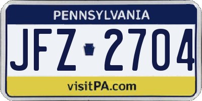 PA license plate JFZ2704