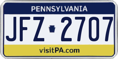 PA license plate JFZ2707