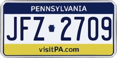 PA license plate JFZ2709