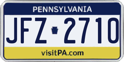 PA license plate JFZ2710