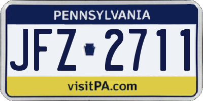 PA license plate JFZ2711
