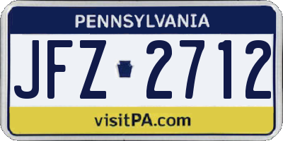 PA license plate JFZ2712